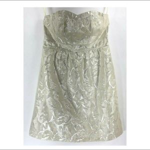 AE Strapless Sweetheart Silver Dress - Size: 12/14